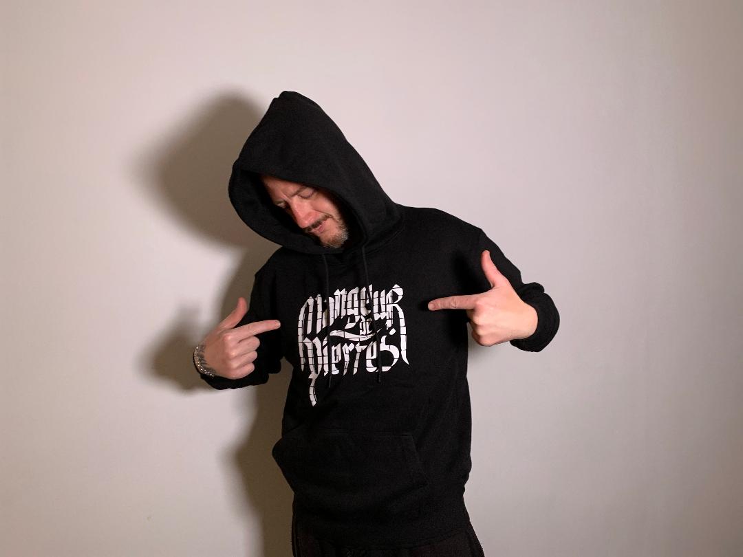 SWEAT à capuche Noir MANGEUR DE PIERRES