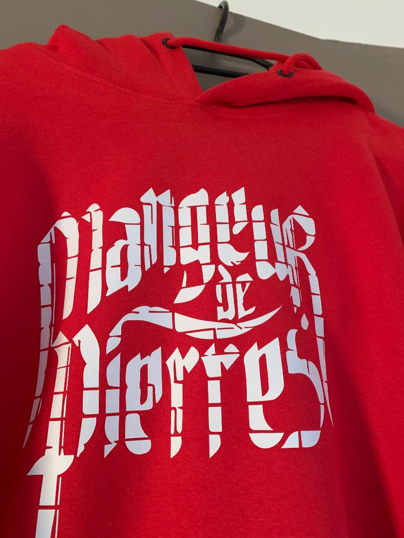 SWEAT à capuche rouge MANGEUR DE PIERRES