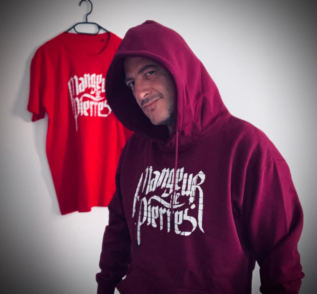Sweat à capuche bordeaux MANGEUR DE PIERRES