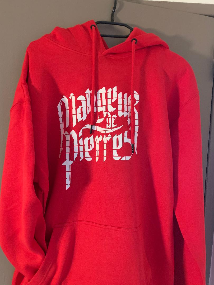 SWEAT à capuche rouge MANGEUR DE PIERRES