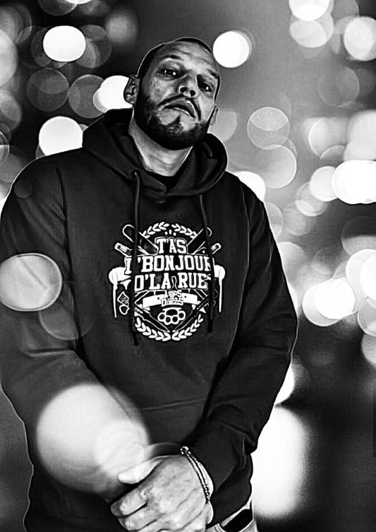 SWEAT à capuche Noir T'AS L'BONJOUR D'LA RUE